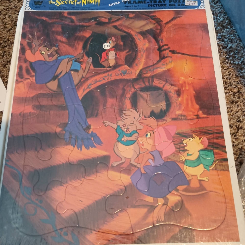 Vintage Secret of Nimh puzzle. Unopened. 1982 Whitman Poster back